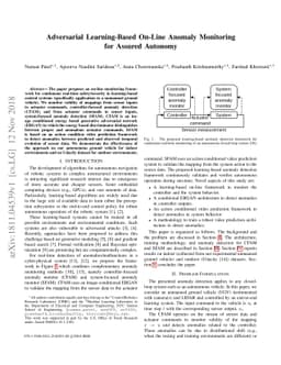 Adversarial Learning-Based On-Line Anomaly Monitoring for Assured
  Autonomy
