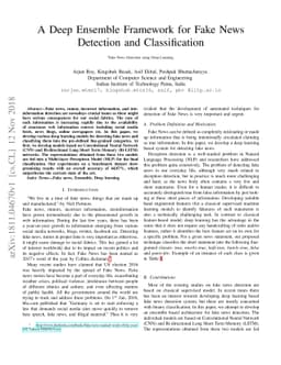 A Deep Ensemble Framework for Fake News Detection and Classification