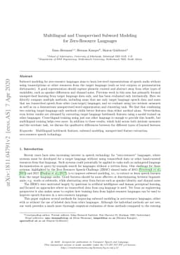 Multilingual and Unsupervised Subword Modeling for Zero-Resource
  Languages