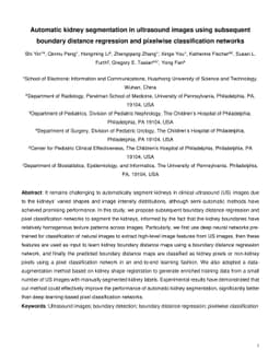 Automatic kidney segmentation in ultrasound images using subsequent
  boundary distance regression and pixelwise classification networks