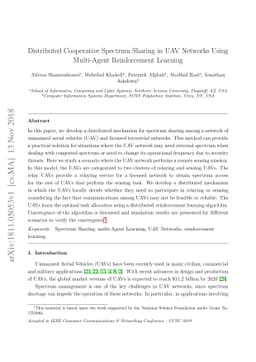 Distributed Cooperative Spectrum Sharing in UAV Networks Using
  Multi-Agent Reinforcement Learning