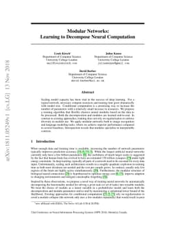 Modular Networks: Learning to Decompose Neural Computation