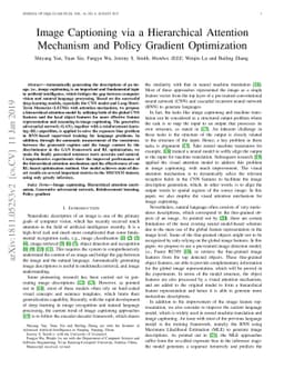 Image Captioning Based on a Hierarchical Attention Mechanism and Policy
  Gradient Optimization
