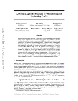 A domain agnostic measure for monitoring and evaluating GANs