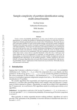 Sample complexity of partition identification using multi-armed bandits