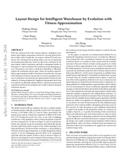 Layout Design for Intelligent Warehouse by Evolution with Fitness
  Approximation