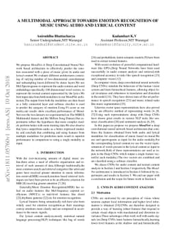 A Multimodal Approach towards Emotion Recognition of Music using Audio
  and Lyrical Content