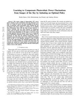 Learning to Compensate Photovoltaic Power Fluctuations from Images of
  the Sky by Imitating an Optimal Policy