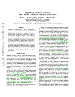 Dependency Grammar Induction with a Neural Variational Transition-based
  Parser