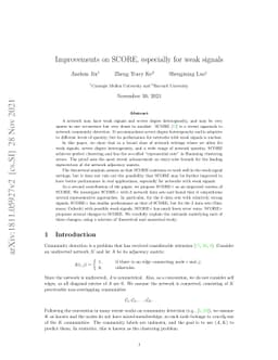 Improvements on SCORE, Especially for Weak Signals