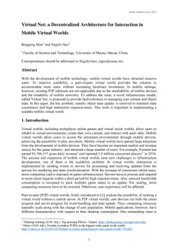 Virtual Net: a Decentralized Architecture for Interaction in Mobile
  Virtual Worlds