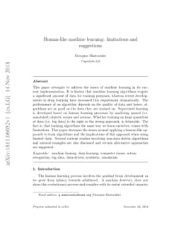 Human-like machine learning: limitations and suggestions