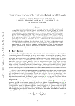 Unsupervised learning with contrastive latent variable models