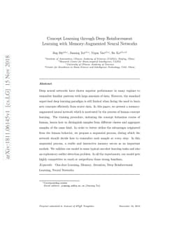 Concept Learning through Deep Reinforcement Learning with
  Memory-Augmented Neural Networks