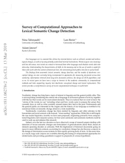 Survey of Computational Approaches to Lexical Semantic Change