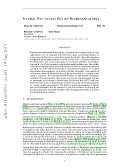 Neural Predictive Belief Representations