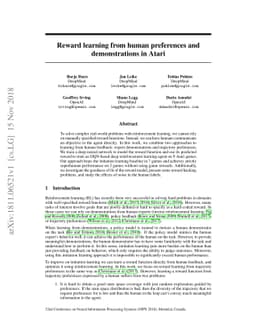 Reward learning from human preferences and demonstrations in Atari
