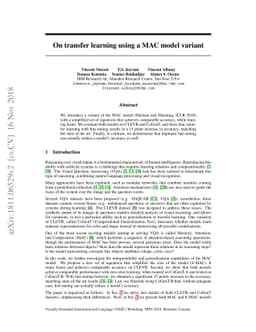 On transfer learning using a MAC model variant