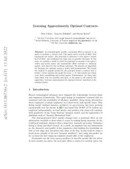 Learning Approximately Optimal Contracts
