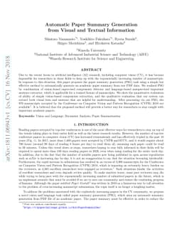 Automatic Paper Summary Generation from Visual and Textual Information