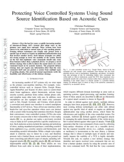 Protecting Voice Controlled Systems Using Sound Source Identification
  Based on Acoustic Cues