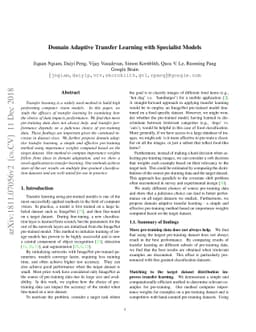 Domain Adaptive Transfer Learning with Specialist Models