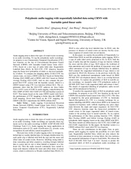 Polyphonic audio tagging with sequentially labelled data using CRNN with
  learnable gated linear units