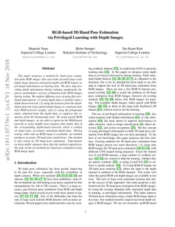RGB-based 3D Hand Pose Estimation via Privileged Learning with Depth
  Images