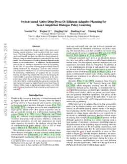 Switch-based Active Deep Dyna-Q: Efficient Adaptive Planning for
  Task-Completion Dialogue Policy Learning