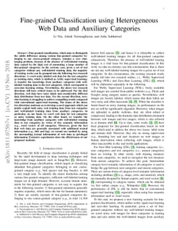 Fine-grained Classification using Heterogeneous Web Data and Auxiliary
  Categories