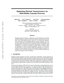 Optimizing Photonic Nanostructures via Multi-fidelity Gaussian Processes