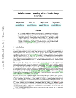 Reinforcement Learning with A* and a Deep Heuristic