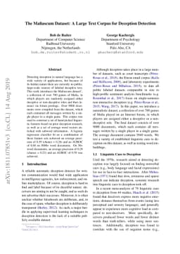 The Mafiascum Dataset: A Large Text Corpus for Deception Detection