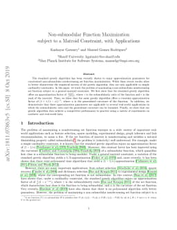 Non-submodular Function Maximization subject to a Matroid Constraint,
  with Applications