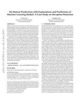 On Human Predictions with Explanations and Predictions of Machine
  Learning Models: A Case Study on Deception Detection