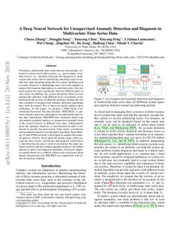 A Deep Neural Network for Unsupervised Anomaly Detection and Diagnosis
  in Multivariate Time Series Data