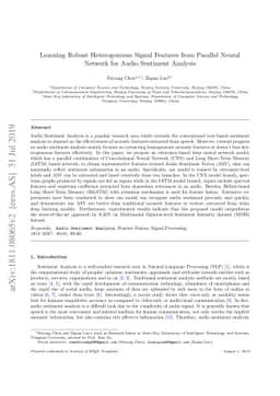 Learning Robust Heterogeneous Signal Features from Parallel Neural
  Network for Audio Sentiment Analysis