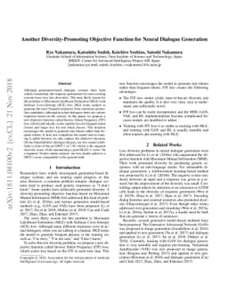 Another Diversity-Promoting Objective Function for Neural Dialogue
  Generation