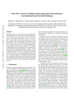 FALCON: A Fourier Transform Based Approach for Fast and Secure
  Convolutional Neural Network Predictions
