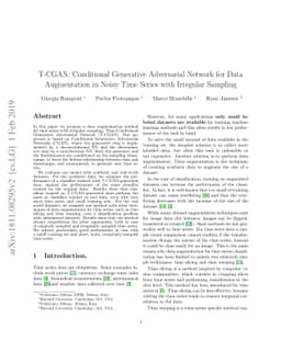 T-CGAN: Conditional Generative Adversarial Network for Data Augmentation
  in Noisy Time Series with Irregular Sampling