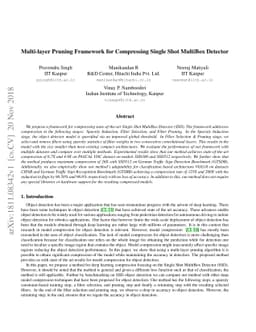 Multi-layer Pruning Framework for Compressing Single Shot MultiBox
  Detector