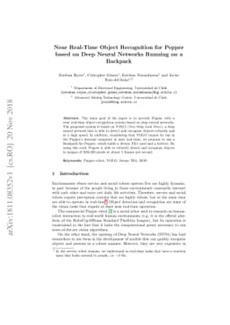 Near Real-Time Object Recognition for Pepper based on Deep Neural
  Networks Running on a Backpack