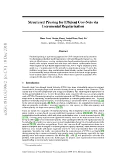 Structured Pruning for Efficient ConvNets via Incremental Regularization