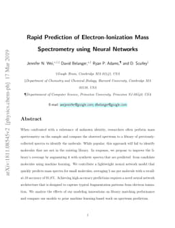 Rapid Prediction of Electron-Ionization Mass Spectrometry using Neural
  Networks
