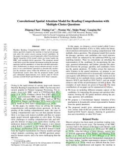 Convolutional Spatial Attention Model for Reading Comprehension with
  Multiple-Choice Questions