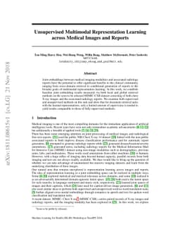 Unsupervised Multimodal Representation Learning across Medical Images
  and Reports