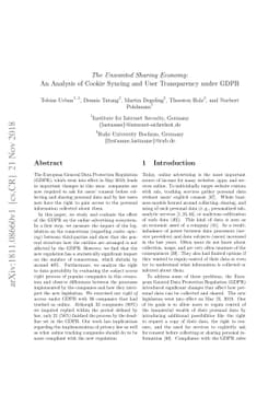 The Unwanted Sharing Economy: An Analysis of Cookie Syncing and User
  Transparency under GDPR