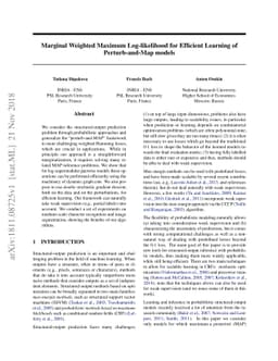 Marginal Weighted Maximum Log-likelihood for Efficient Learning of
  Perturb-and-Map models