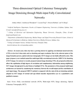Three-dimensional Optical Coherence Tomography Image Denoising through
  Multi-input Fully-Convolutional Networks