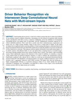 Driver Behavior Recognition via Interwoven Deep Convolutional Neural
  Nets with Multi-stream Inputs